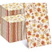 Eersida 200 Pieces Fall Bathroom Napkins Guest Disposable Paper Autumn Leaves Thanksgiving Decor(Maple Pinecone Style)
